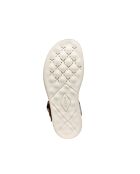 Xan2S sandalen in suèdeleer, licht taupe/lichtgoud