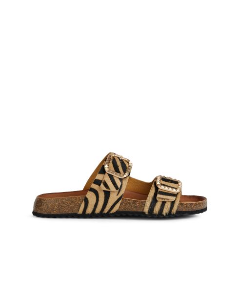 New Brionia B leren sandalen licht zand/zwart