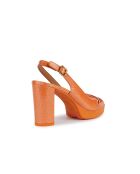 Sandales en Cuir Walk Pleasure orange - Talon 8.5 cm