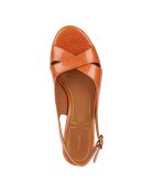 Sandales en Cuir Walk Pleasure orange - Talon 8.5 cm