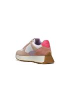 Amabel sneakers van suèdeleer in wit/framboos