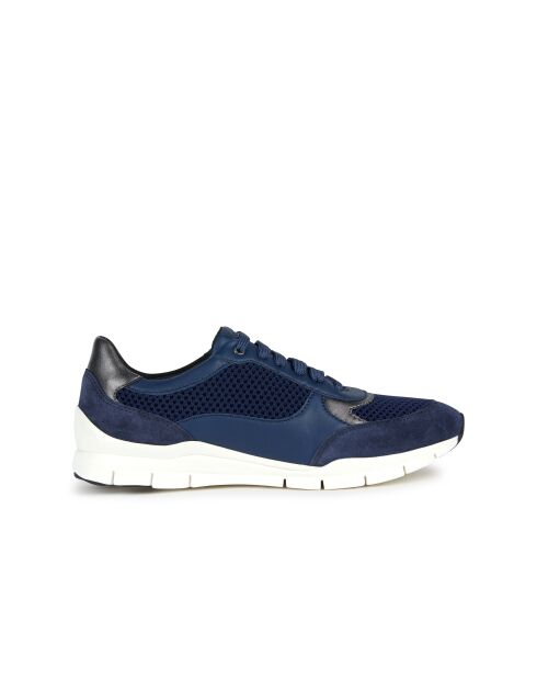 Marineblauwe Sukie leren sneakers