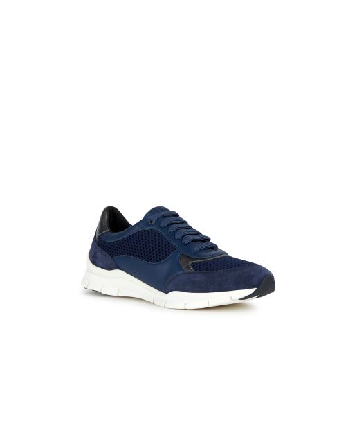Marineblauwe Sukie leren sneakers