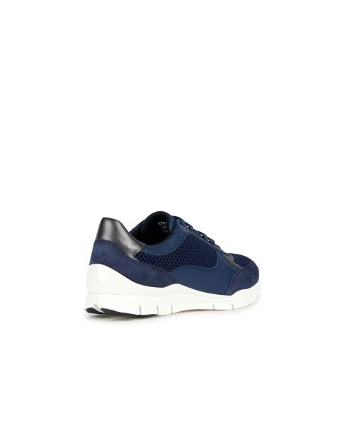 Marineblauwe Sukie leren sneakers