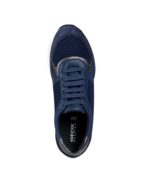 Marineblauwe Sukie leren sneakers