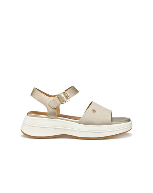 Sandalen Spherica Ecub-3 S aus Veloursleder helltaupe/hellgold