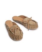 Mokassin-Pantoletten aus karamellfarbenem Leder