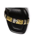 Sandales en cuir jaune/noir - Talon 8 cm