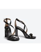 Sandales en cuir SR4536 noires - Talon 8 cm