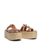 Pantolette aus rostigem Leder mit Keilabsatz - Absatz 7 cm