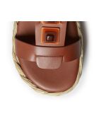 Pantolette aus rostigem Leder mit Keilabsatz - Absatz 7 cm