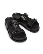 SR4532 schwarze Ledersandalen