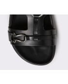 SR4532 schwarze Ledersandalen