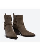 Boots western en cuir sésame - Talon 8 cm