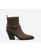 Boots western en cuir sésame - Talon 8 cm