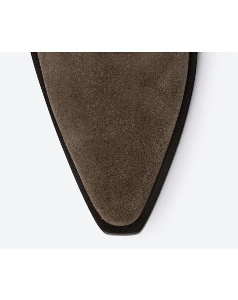 Boots western en cuir sésame - Talon 8 cm