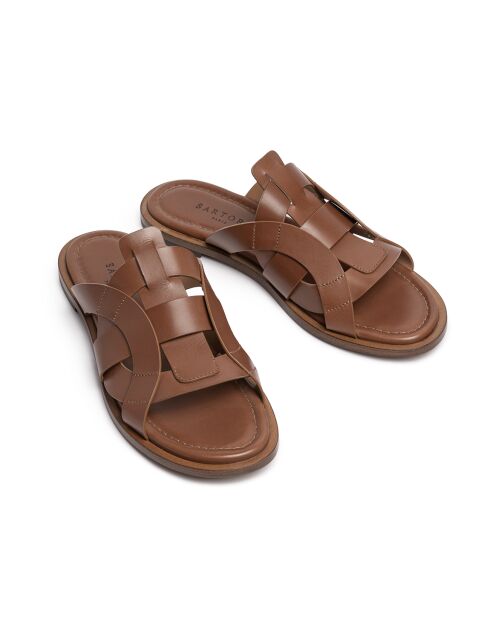 Mules en cuir SR4555 brunes