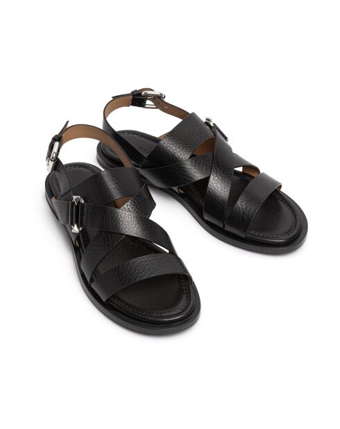 SR4526 schwarze Ledersandalen