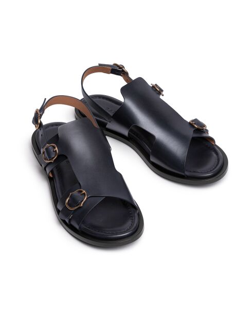 Marineblaue Ledersandalen