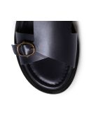 Marineblaue Ledersandalen