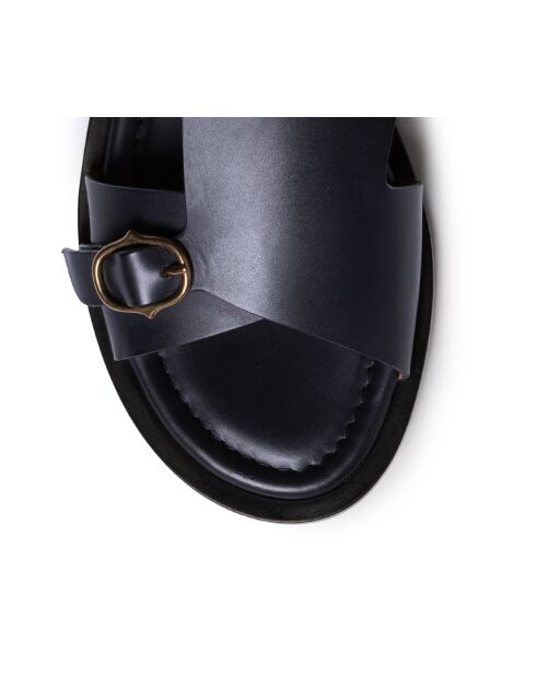 Marineblaue Ledersandalen