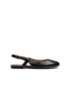 Schwarze Leder-Slingbacks