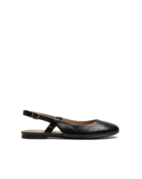 Schwarze Leder-Slingbacks