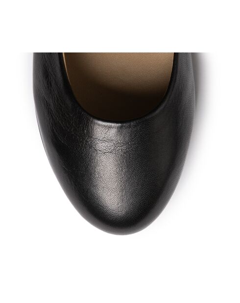 Schwarze Leder-Slingbacks