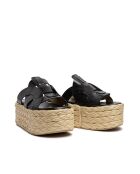 Schwarze Keil-Pantolette aus Leder - Absatz 7 cm