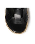 Schwarze Keil-Pantolette aus Leder - Absatz 7 cm