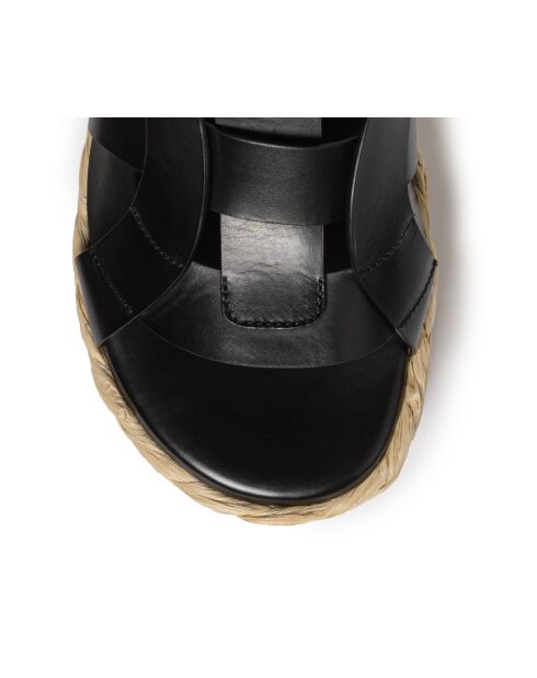 Schwarze Keil-Pantolette aus Leder - Absatz 7 cm