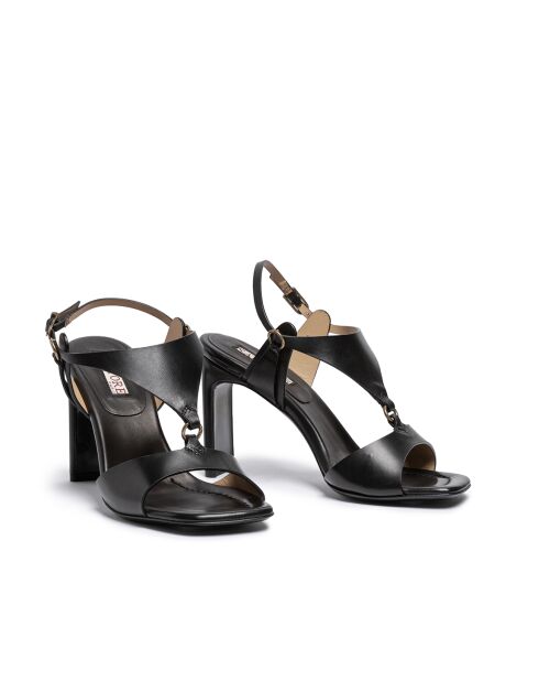 Sandales en cuir SR4537 noires - Talon 8 cm