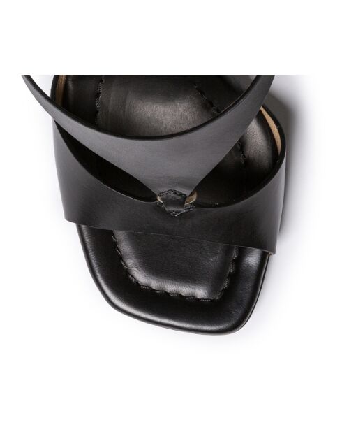 Sandales en cuir SR4537 noires - Talon 8 cm