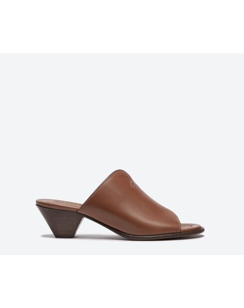 Mules en cuir rouille - Talon 5 cm