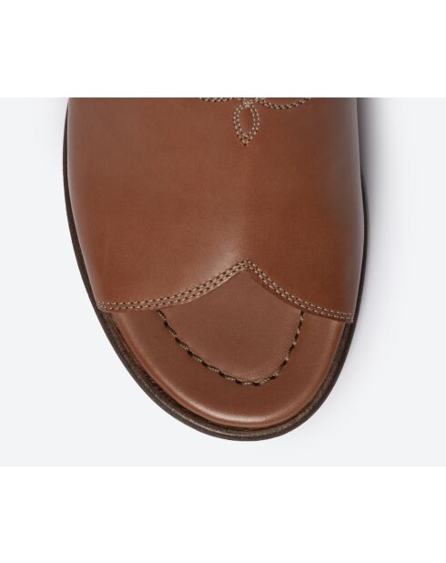 Mules en cuir rouille - Talon 5 cm