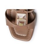 Sandales en cuir miel - Talon 8 cm