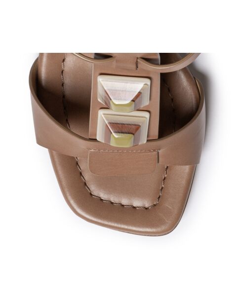 Sandales en cuir miel - Talon 8 cm