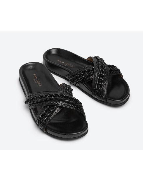 Mules de piel negra SR4740