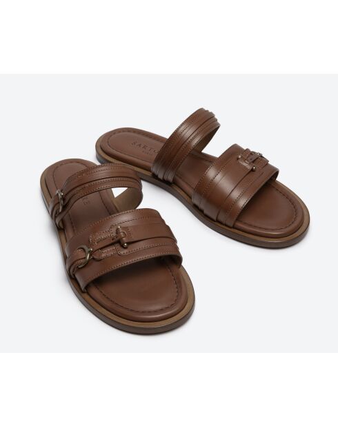 Mules en cuir SR4733 brunes