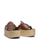 Bruine leren muiltjes met sleehak - Hak 7 cm