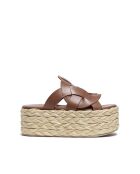 Bruine leren muiltjes met sleehak - Hak 7 cm