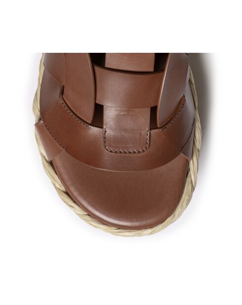 Braune Keil-Pantolette aus Leder - Absatz 7 cm