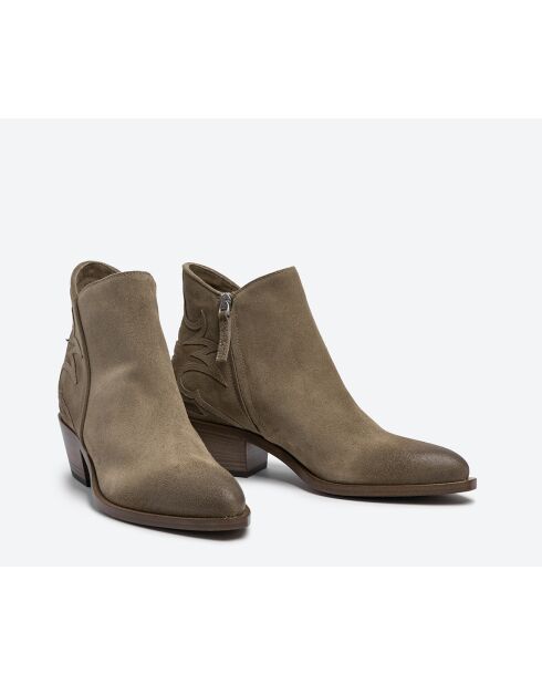 Boots western en cuir cannabis