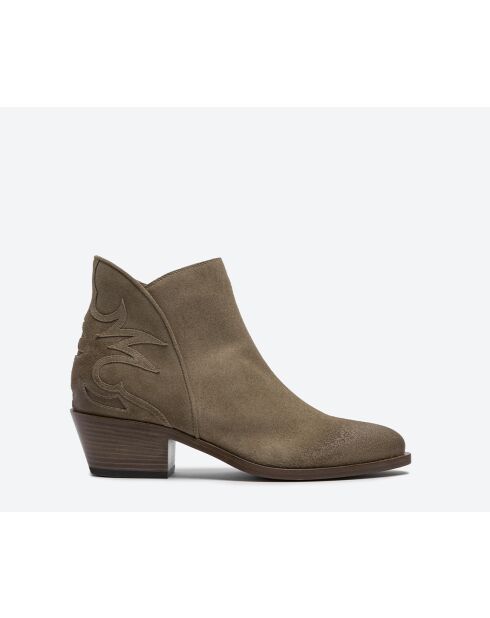 Boots western en cuir cannabis