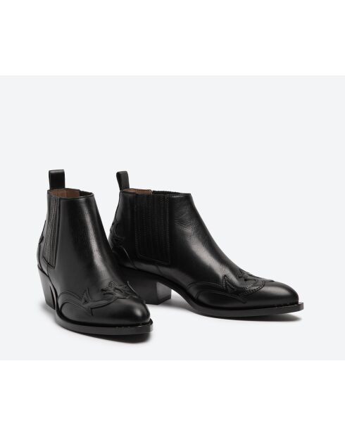Low Boots western en cuir noires