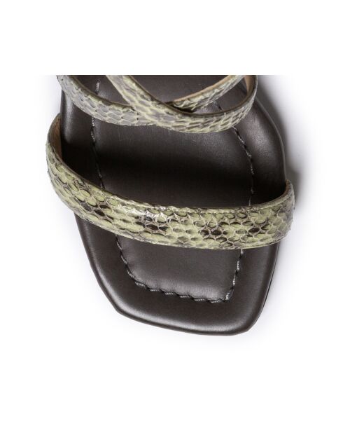 Sandales en cuir bambou - Talon 8 cm