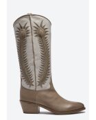 Bottes western en cuir taupe/écru