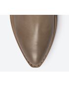 Bottes western en cuir taupe/écru