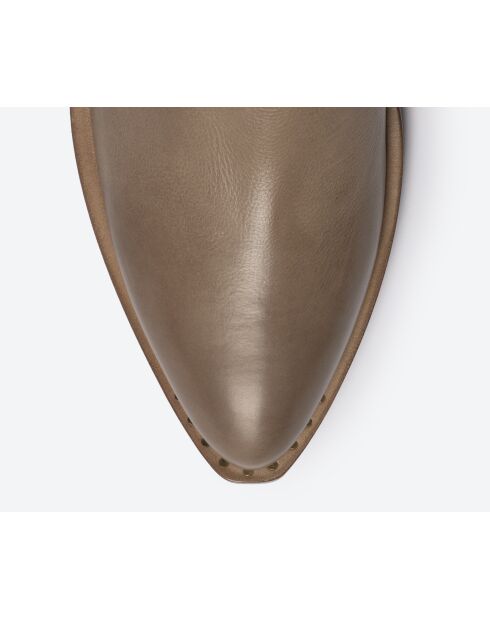 Bottes western en cuir taupe/écru