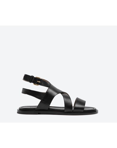 SR4749 schwarze Ledersandalen